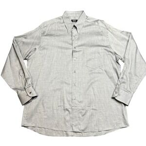 Hugo Boss Men's XL Gray Textured Long Sleeve Button Down Cotton Dress Shirt
